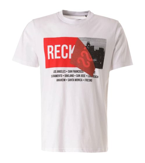 YOUNG & RECKLESS Exchange men's comfortable cotton shirt with print on the front 110007 -300 white