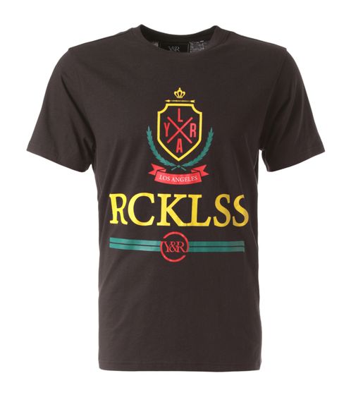 YOUNG & RECKLESS Vailant T-shirt pour hommes chemise en coton élégante avec imprimé sur le devant 110027-200 noir