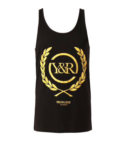 YOUNG & RECKLESS Full Crest Herren Tank-Top mit Print auf der Front Muskel-Shirt aus Baumwolle MTS3204BLK-200 Schwarz