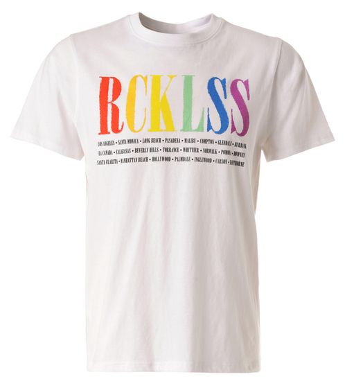 YOUNG & RECKLESS Spectrum Herren T-Shirt Baumwoll-Shirt mit buntem Schriftzug-Print MTS3288WHT-300 Weiß