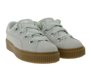 Puma Platform Kiss Suede Sneaker Low Zapatos de mujer de piel auténtica con plataforma y plantilla de EVA 366461 02 Beige