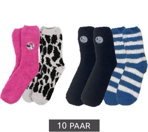 10 paires de chaussettes douillettes pour femme Disney Minnie Mouse ou Peanuts Snoopy, bas d hiver chauds avec patch logo rose/blanc ou bleu foncé/bleu clair