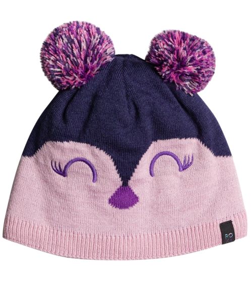 ROXY Mini Snow Moon Beanie Bonnet pour Enfant à Double Pompon au Design Animal ERLHA03107 MGN0 Violet/Bleu