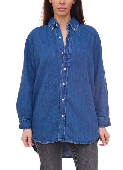 LTB Risa Damen Jeans-Bluse Oversized Fit Baumwoll-Hemd 86981208 Blau