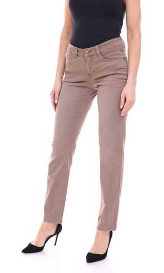 Pantalón de algodón de mujer MAC Jeans Angela1 con parche con logo 34348365 marrón