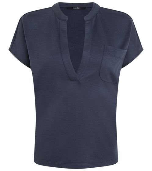 un jour. Chemisiers pour femmes, chemise chemisier élégante avec col en V profond 22707841 bleu