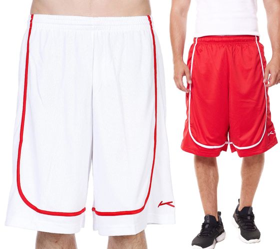 K1X | Pantaloni da basket da uomo Kickz Hardwood League Uniform Shorts 7401-0003 Rosso/Bianco o Bianco/Rosso