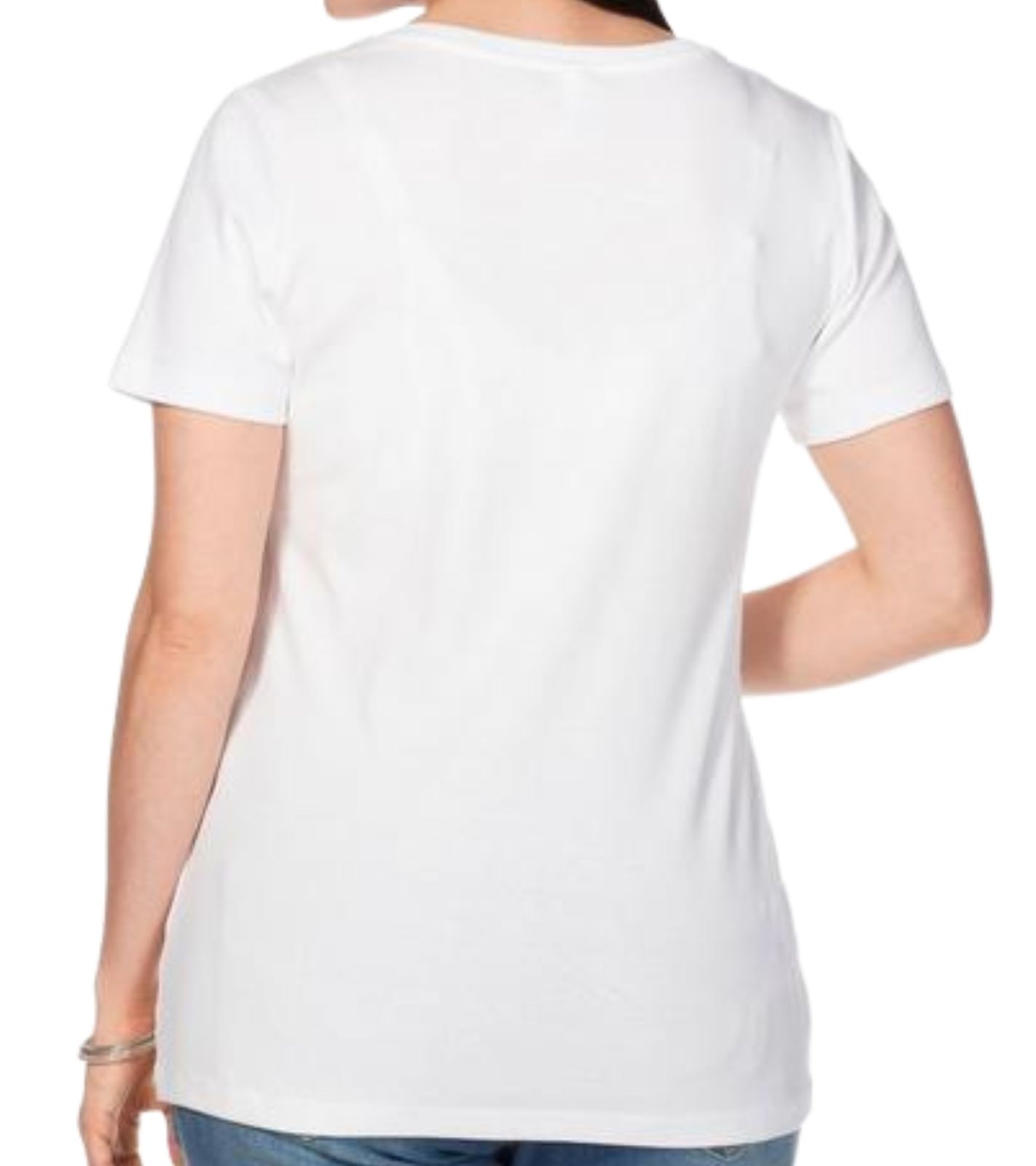 sheego T-Shirt V-Ausschnitt Größen 204157 Damen Freizeit-Shirt Große schlichtes Weiß mit