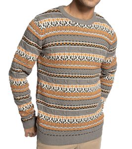 MISHUMO men s knitted cotton sweater in Norwegian design MI-13719 grey/orange