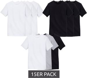 Pack of 15 watson s men s basic t-shirts made of organic cotton, round neck shirts in a mix of white, black or gray