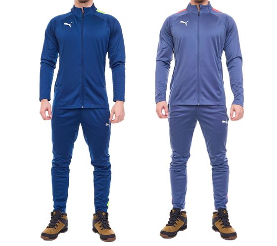 Tuta da allenamento da uomo PUMA Teamliga, tuta sportiva alla moda con tecnologia dryCELL 658525 in blu con diversi colori dei dettagli