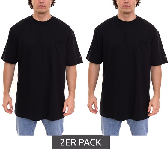 Pack de 2 camisetas Dickies Basic para hombre, camisa de algodón, camisa de trabajo, peso fresco y seco, 250 g/m², PKGS407BK, negro