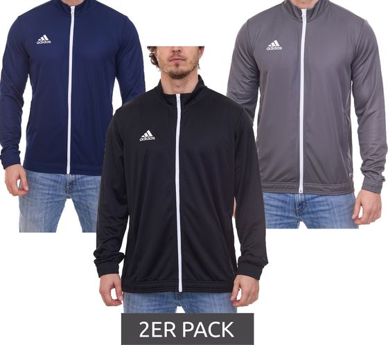 2er Pack adidas Entrada 22 Herren Trainings-Jacke Sport-Jacke AEROREADY Technologie in Grau, Schwarz, Navy