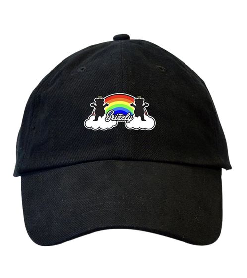 Grizzly Over The Rainbow Snapback baseball cap, trendy cap with rainbow embroidery on the front 577879003436 Black