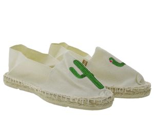 Zapatillas de mujer Espadrij Classic Brode zapatos de verano de moda con estampado de cactus beige