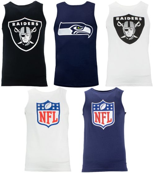 Fanatics NFL Logo, Las Vegas Oakland Raiders, Seattle Seahawks Men s Tank Top Football Sports Shirt 1566M Black, Navy, White