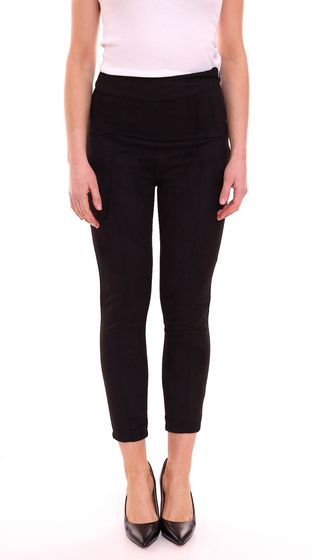 LTB Misepe women s high waist trousers slim fit in suede look with pressed creases, ankle length 69613949 black