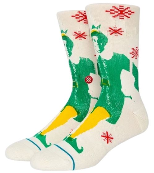 STANCE Buddy The Elf men's socks cotton stockings with all-over print from the film Buddy - The Christmas Elf A555D22BUD OFW beige/green/yellow
