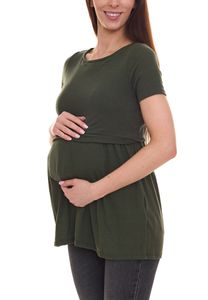 MAMALICIOUS Chemise de grossesse pour femme avec fonction d'allaitement dissimulée, chemise d'été à manches courtes 97849269 Kaki