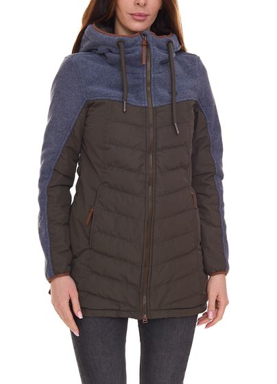 ALIFE AND KICKIN CobieA women's fashionable transition jacket in parka style with hood 72164613 Khaki/Blue