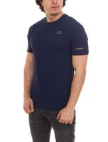 Kappa Herren Baumwoll-Shirt Rundhals-Shirt mit kleinem Logo-Patch Kurzarm-Shirt 711169 A1A Blau