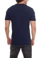 Kappa Herren Baumwoll-Shirt Rundhals-Shirt mit kleinem Logo-Patch Kurzarm-Shirt 711169 A1A Blau
