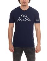 6er Pack Kappa Herren Baumwoll-Shirt Rundhals-Shirt mit großem Logo-Patch Kurzarm-Shirt Blau, Schwarz oder Weiß