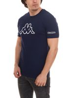 6er Pack Kappa Herren Baumwoll-Shirt Rundhals-Shirt mit großem Logo-Patch Kurzarm-Shirt Blau, Schwarz oder Weiß