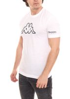 Pack of 3 Kappa men s cotton shirt, crew neck shirt with large logo patch, short sleeve shirt blue, black or white