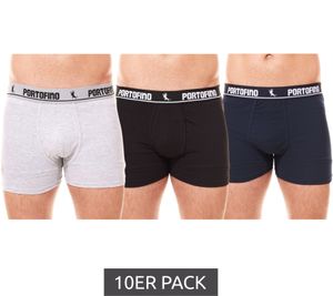 10er Pack PORTOFINO Herren Unterwäsche komfortable Boxershorts PF100 Schwarz, Navy oder Grau