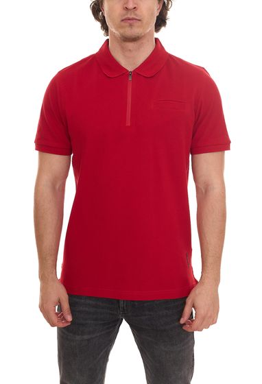 Polo Uomo HECHTER PARIS con Zip in Cotone Polo Manica Corta 97153147 Rosso