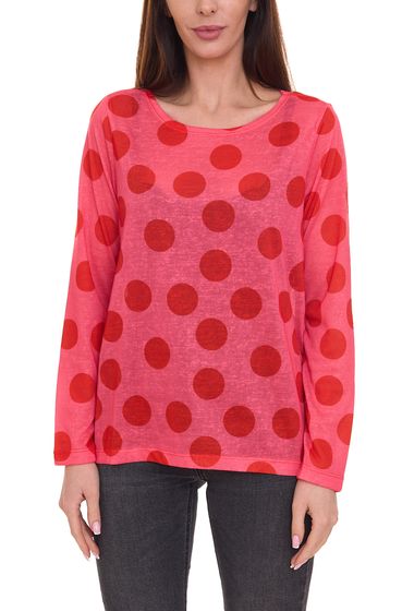 Aniston CASUAL FM women's sweat shirt dotted long-sleeved shirt with crew neck 36013437 Pink