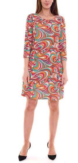 Aniston SELECTED Minivestido de mujer, elegante vestido con cuello redondo y estampado integral 13167059 colorido