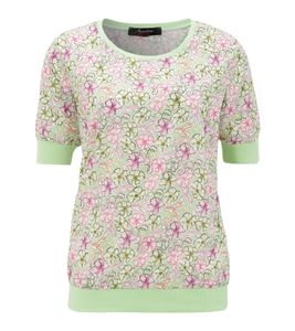 Aniston CASUAL FM Damen Blusen-Shirt mit Allover-Print stylisches Sommer-Shirt 92937213 Grün