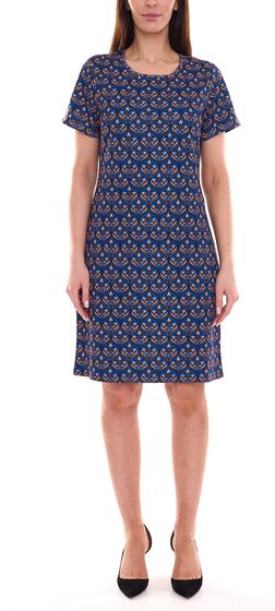 Aniston SELECTED robe en jersey, mini-robe décontractée pour femme avec motif all-over 88307007 bleu