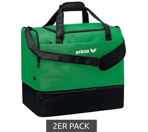 2 unidades Erima Sportsbag Team Botton Case Bag Bolsa de deporte Bolsa de fútbol con compartimento húmedo Bolsa de gimnasio 90 litros 7232109 verde