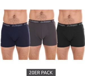 20er Pack Kappa Herren Boxershorts Baumwoll-Unterwäsche mit Logo-Patch Baumwoll-Stretch 711168 Schwarz, Blau oder Grau