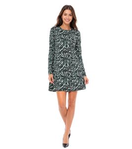 Aniston SELECTED Damen Mini-Kleid mit Allover-Print Langarm-Kleid 88938605 Schwarz/Grün/Beige