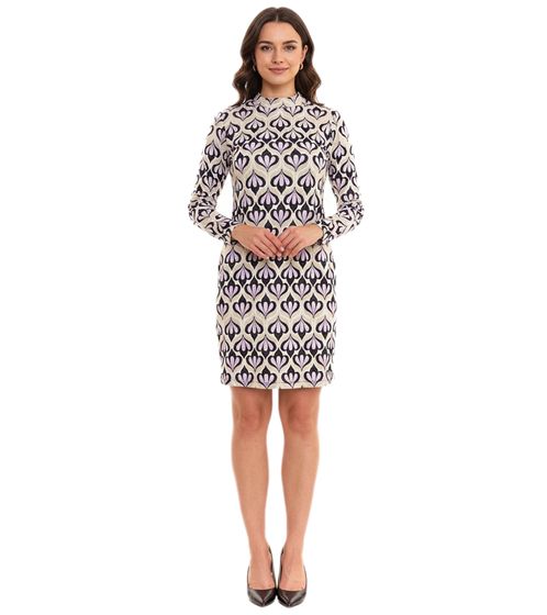 Vestido midi de mujer Aniston CASUAL con estampado integral, vestido de manga larga con abertura en la espalda 86478136 Verde/Morado