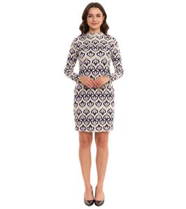 Aniston CASUAL women s midi dress with all-over print long-sleeved dress with cut-out back 86478136 Green/Purple