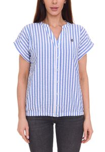 DELMAO women's summer blouse striped short sleeve blouse summer shirt 64287360 blue/white