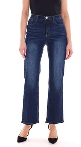 bruno banani Damen Straight-Jeans Baumwoll-Hose mit kleinen Schlitzen 95161625 Blau