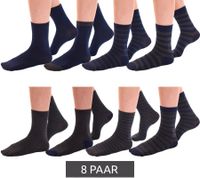 8 Paar TRUE style Baumwoll-Strümpfe mit Komfortbund nachhaltige Business-Socken im Crew-Style Schwarz/Grau Uni, Schwarz/Grau Bunt oder Navy/Grau