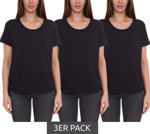 Pack of 3 FAYN SPORTS women's sports shirt with lacing T-shirt crew neck shirt 67771768 black