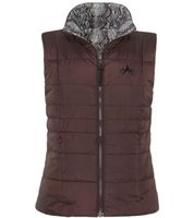 ALPENBLITZ women s reversible vest in plain colors and all-over print quilted vest in dark blue/colorful, brown/white or black/white ALPENBLITZ women s reversible vest in plain colors and all-over print quilted vest in dark blue/colorful, brown/white or black/white
