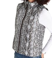 ALPENBLITZ women s reversible vest in plain colors and all-over print quilted vest in dark blue/colorful, brown/white or black/white ALPENBLITZ women s reversible vest in plain colors and all-over print quilted vest in dark blue/colorful, brown/white or black/white