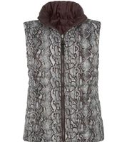 ALPENBLITZ women s reversible vest in plain colors and all-over print quilted vest in dark blue/colorful, brown/white or black/white ALPENBLITZ women s reversible vest in plain colors and all-over print quilted vest in dark blue/colorful, brown/white or black/white