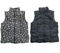 ALPENBLITZ women s reversible vest in plain colors and all-over print quilted vest in dark blue/colorful, brown/white or black/white ALPENBLITZ women s reversible vest in plain colors and all-over print quilted vest in dark blue/colorful, brown/white or black/white