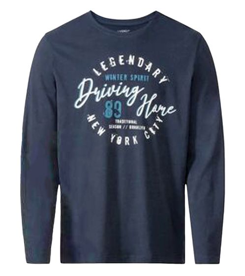 LIVERGY Camiseta de pijama para hombre con estampado frontal grande, camiseta para dormir, color azul marino 390208-2201