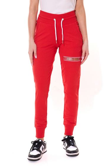 DELMAO Damen Jogging-Hose stylische Baumwoll-Hose 28593859 Rot